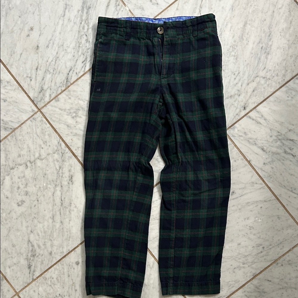 Kids Plaid Green and Black Chinos